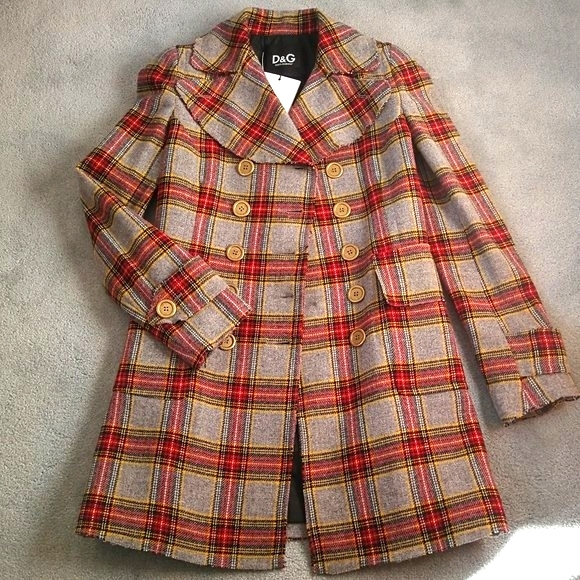 ❤️NWT❤️ Authentic D&G 100% Wool Plaid Coat - Picture 3 of 13